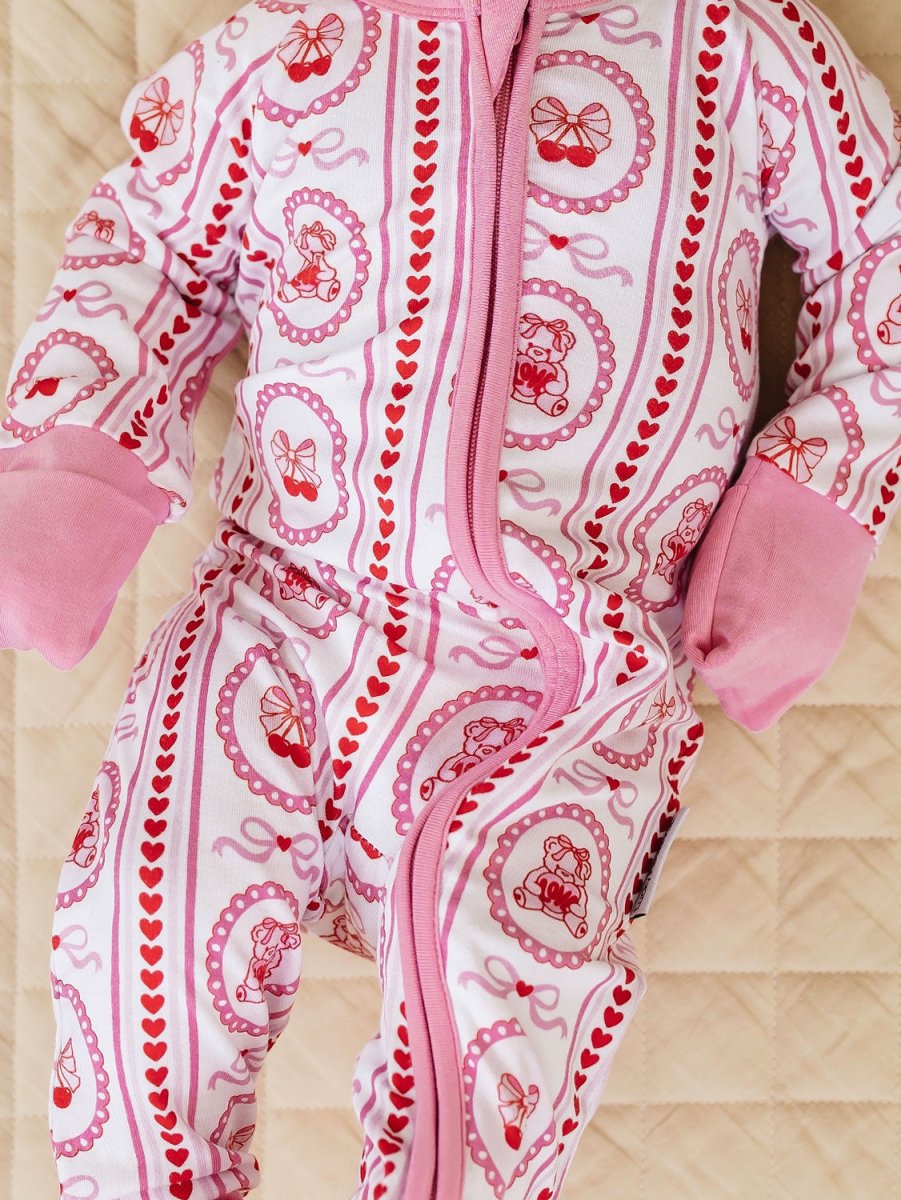 Bamboo Zip Romper | Cherry Bear - LITTLE RAD THINGS