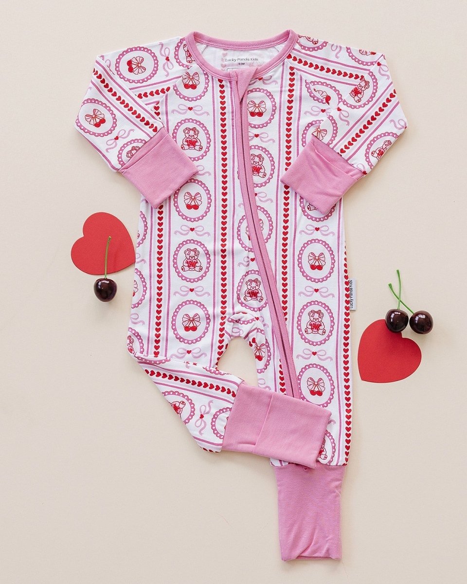 Bamboo Zip Romper | Cherry Bear - LITTLE RAD THINGS