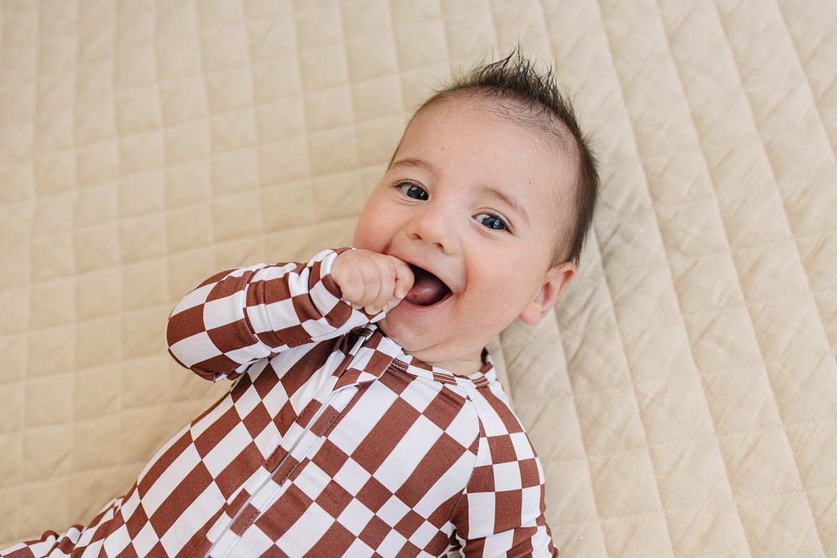 Bamboo Zip Romper | Chocolate Checkered - LITTLE RAD THINGS