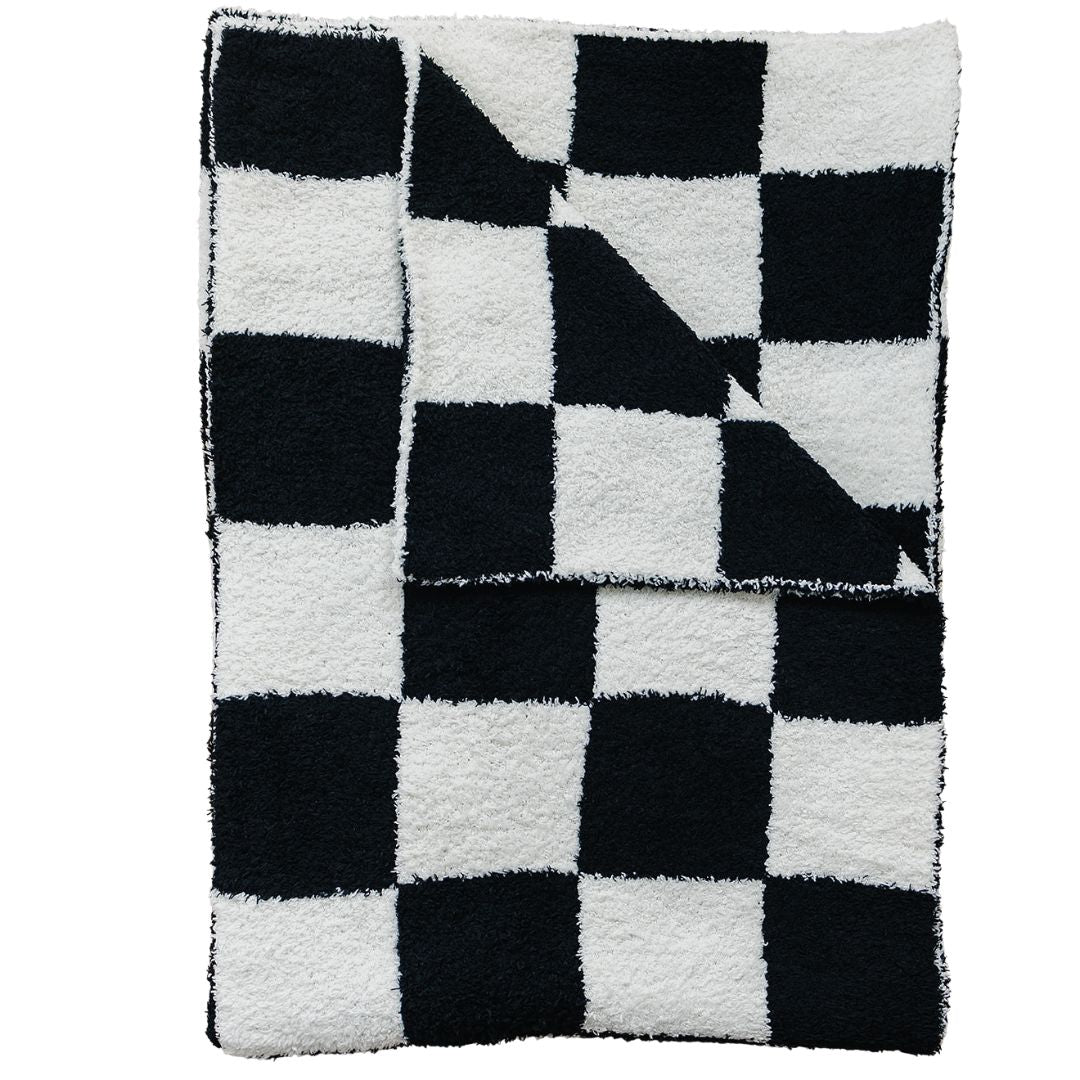 Black + White Checkered Plush Blanket - LITTLE RAD THINGS