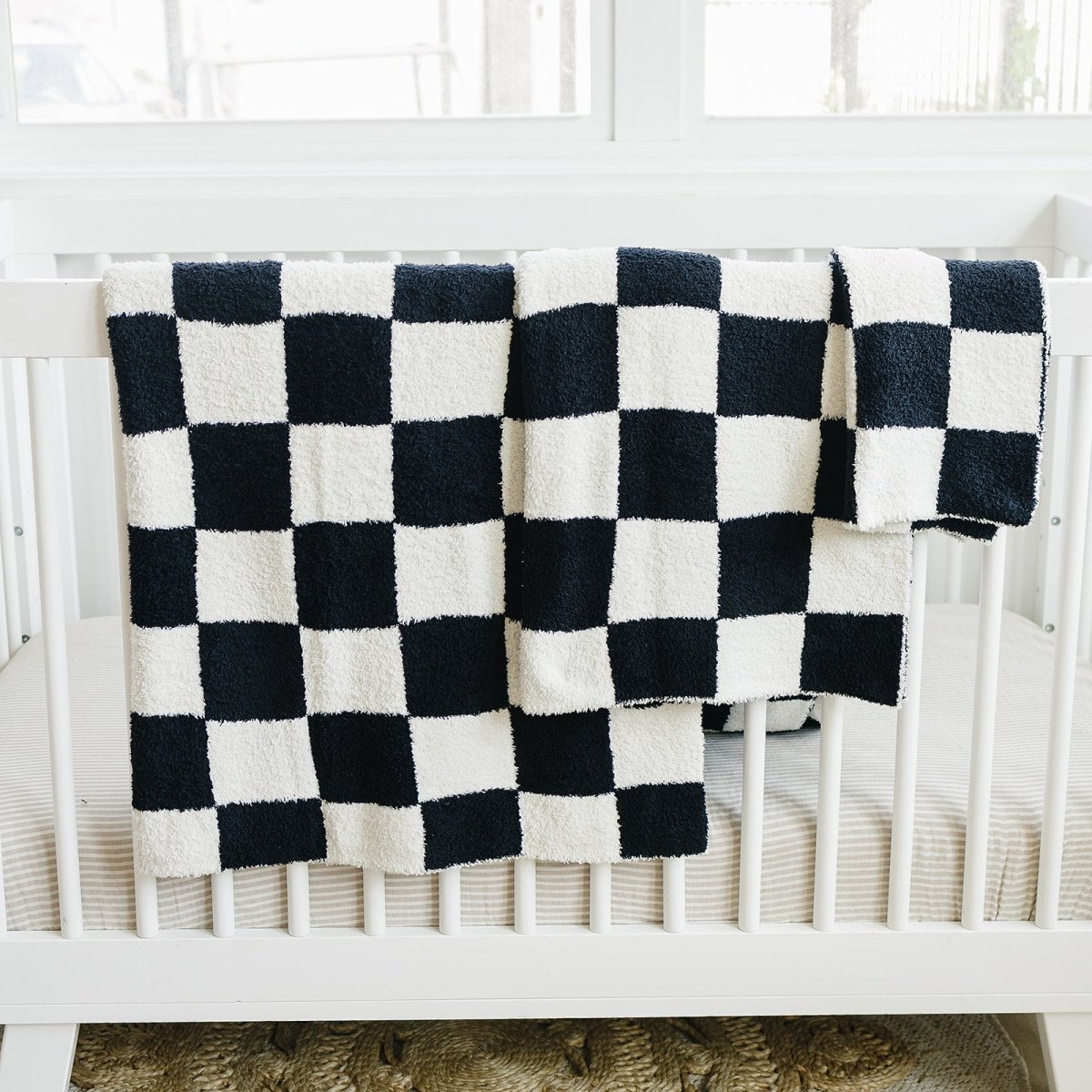 Black + White Checkered Plush Blanket - LITTLE RAD THINGS
