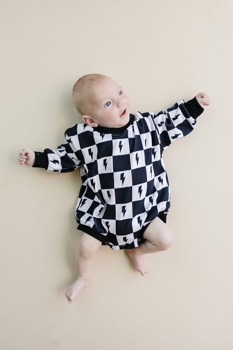 Bubble Romper | Charcoal Bolts - LITTLE RAD THINGS