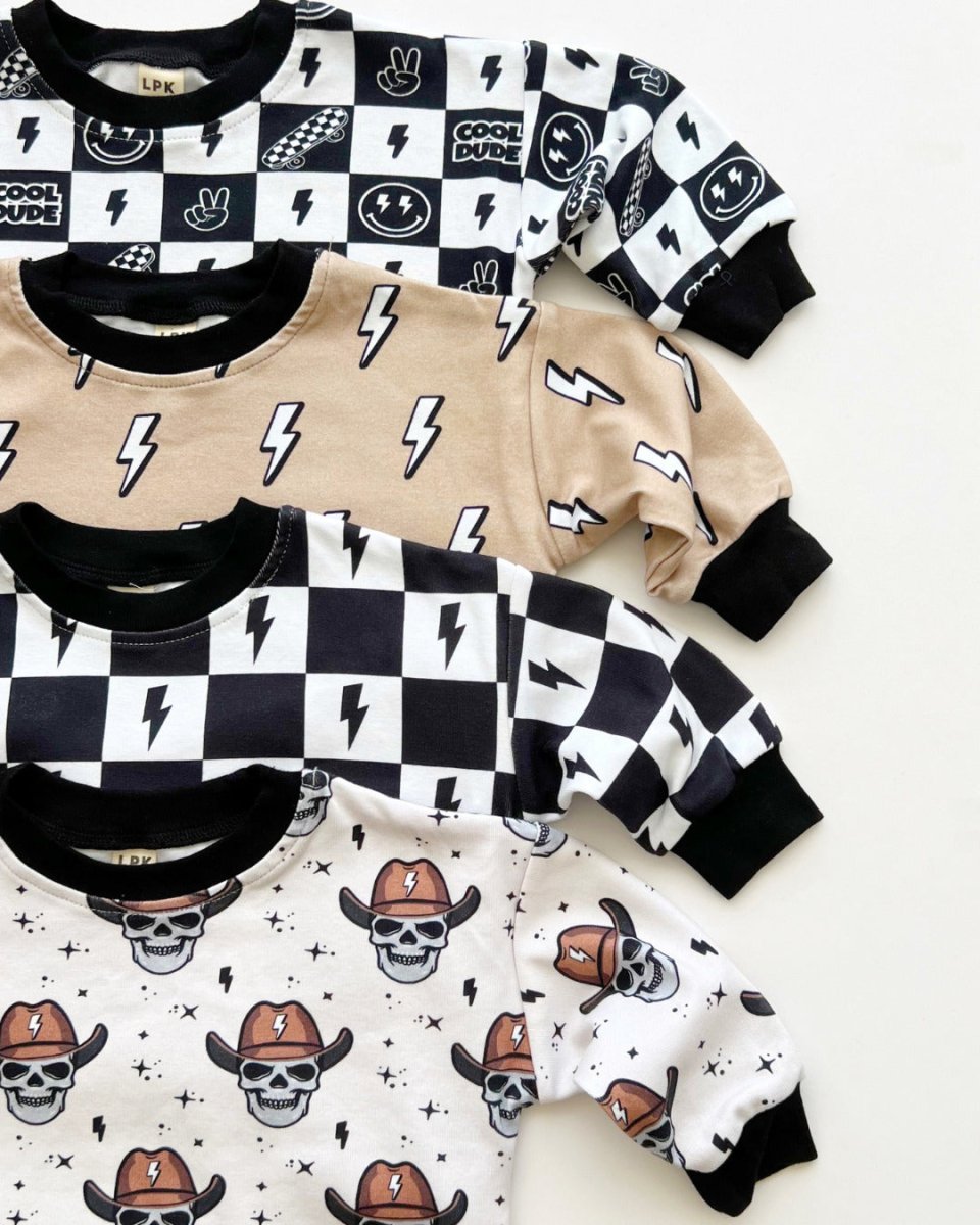 Bubble Romper | Charcoal Bolts - LITTLE RAD THINGS