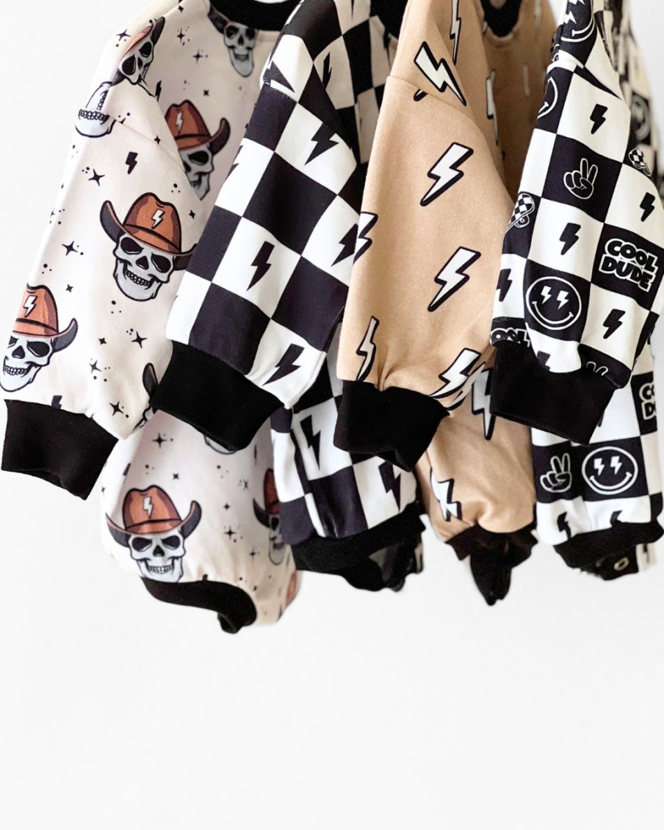 Bubble Romper | Charcoal Bolts - LITTLE RAD THINGS