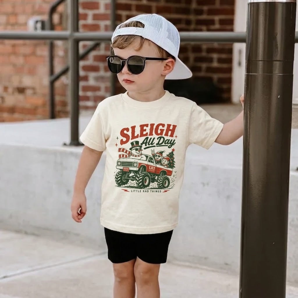 SLEIGH ALL DAY TODDLER CHRISTMAS MONSTER TRUCK TEE