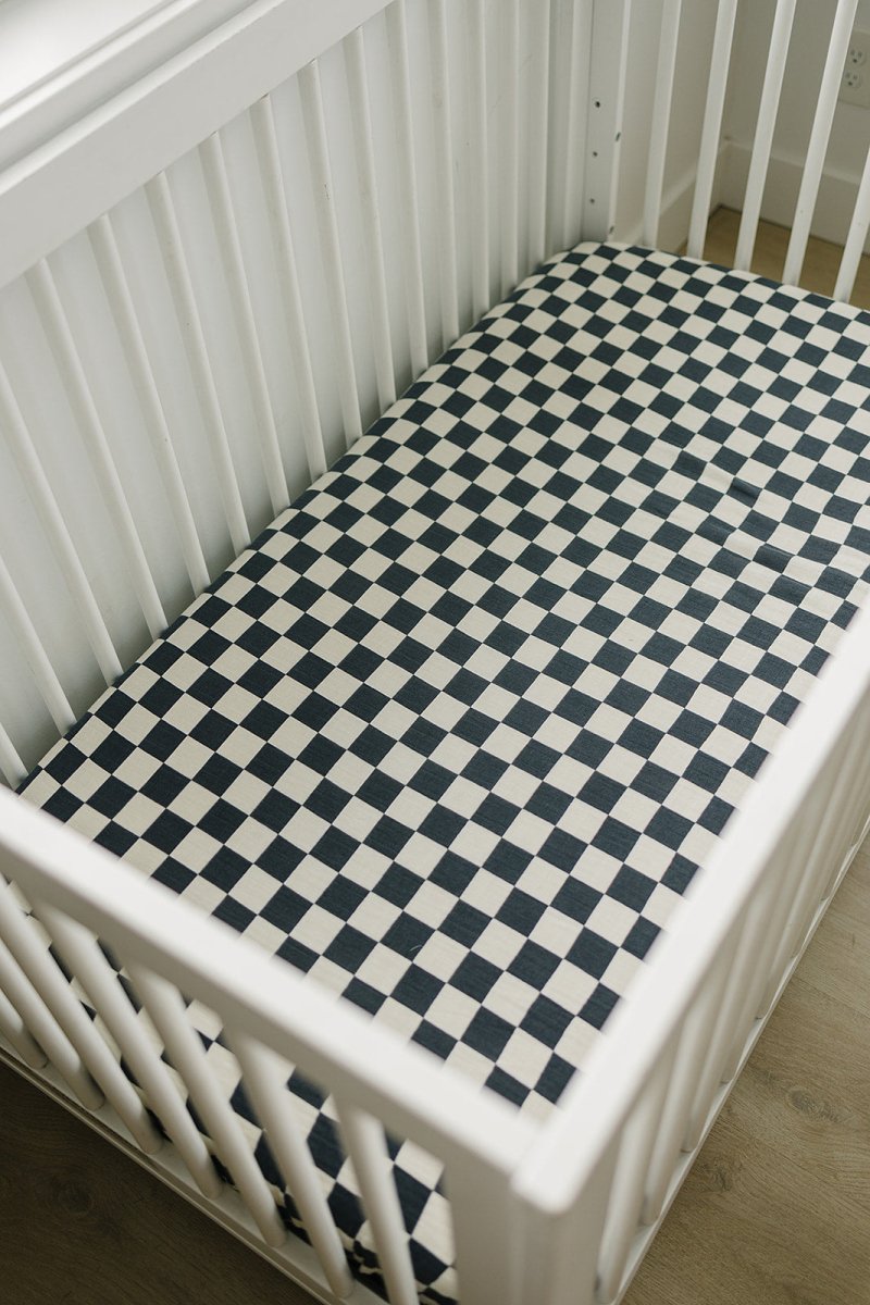 Charcoal Checkered Muslin Crib Sheet - LITTLE RAD THINGS