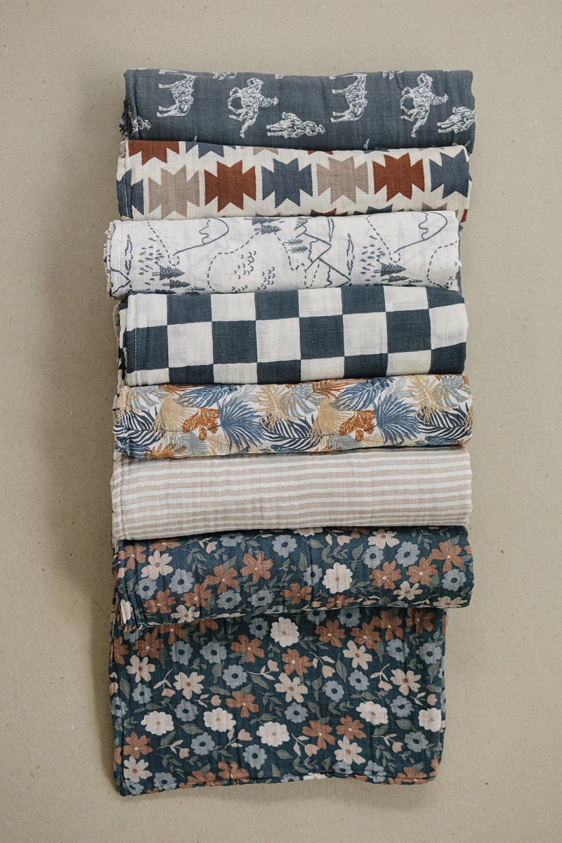 Charcoal Checkered Muslin Swaddle Blanket - LITTLE RAD THINGS