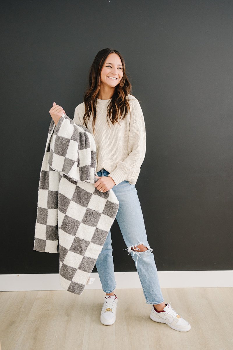 Charcoal Checkered Plush Blanket - LITTLE RAD THINGS