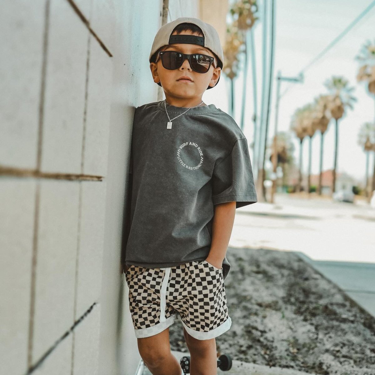 CHECK 'YA LATER SHORTS - BROWN/BEIGE - LITTLE RAD THINGS