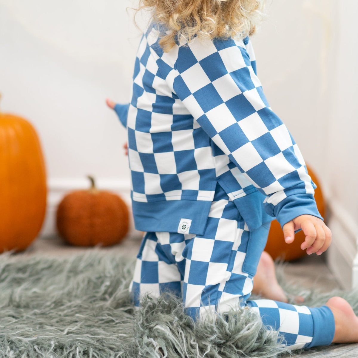 Checker Moody Blue Crew Neck Jogger Set