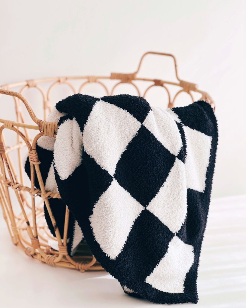 Checkered Plush Blanket | Black - LITTLE RAD THINGS