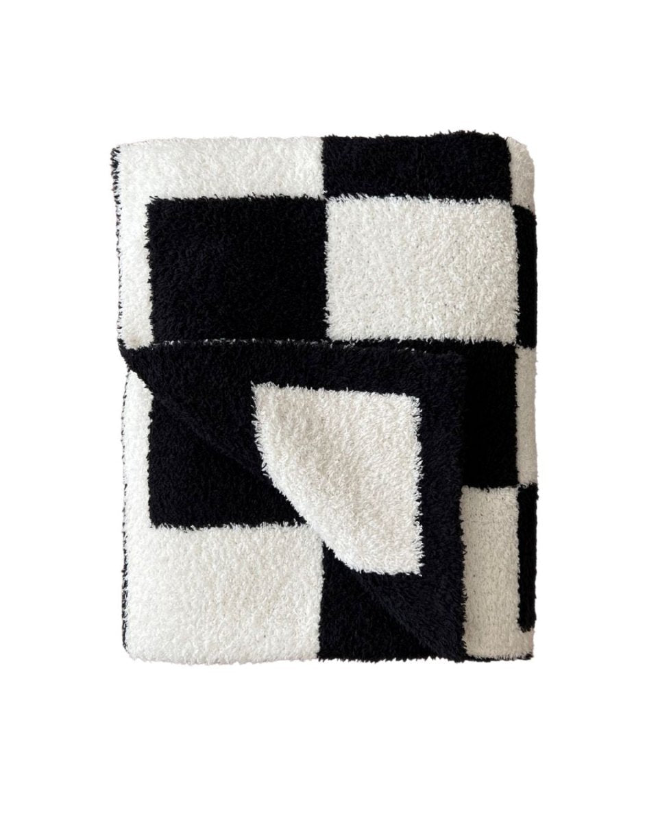 Checkered Plush Blanket | Black - LITTLE RAD THINGS