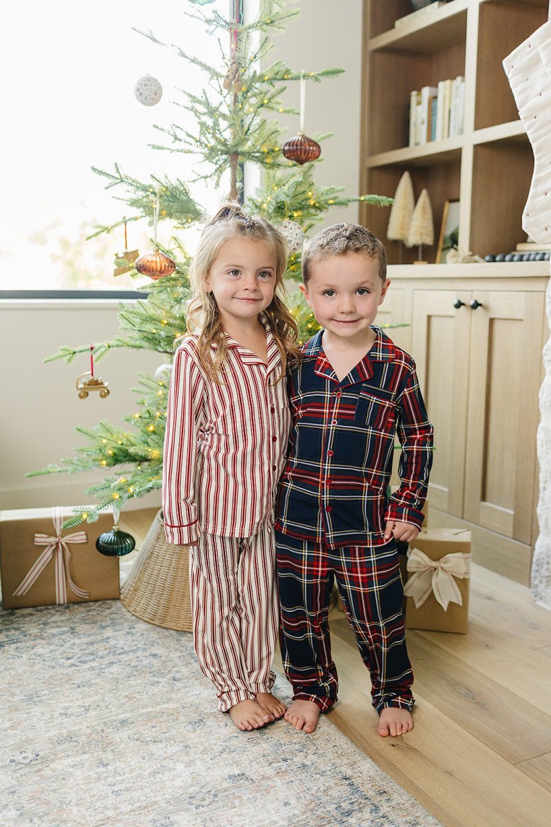 Christmas Plaid Collared Pajama Set - LITTLE RAD THINGS