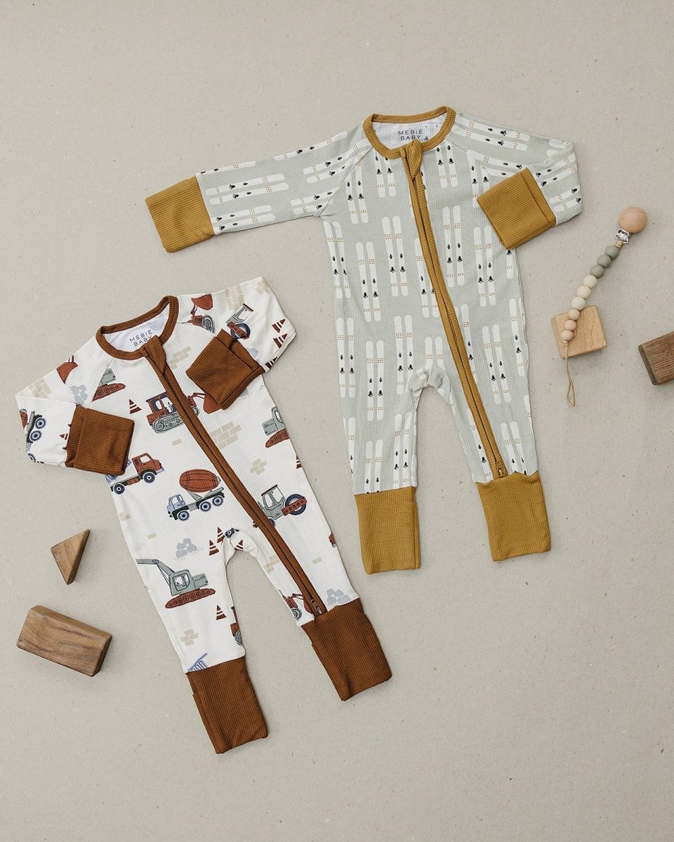 Construction Trucks Ribbed Bamboo Zipper - LITTLE RAD THINGS