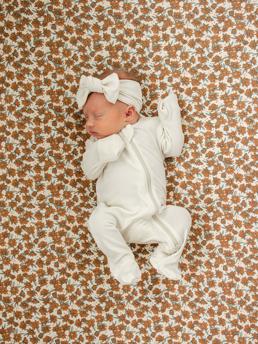 Cream Magnolia Bamboo Stretch Crib Sheet - LITTLE RAD THINGS