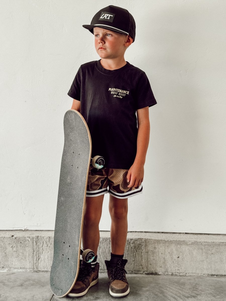 DUDES GARAGE TEE - BLACK - LITTLE RAD THINGS