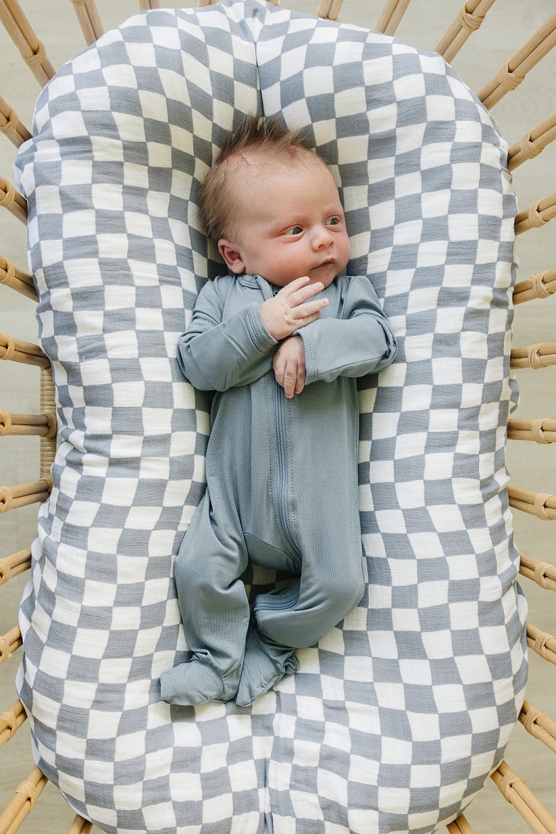 Dusty Blue Bamboo Footed Zipper - LITTLE RAD THINGS