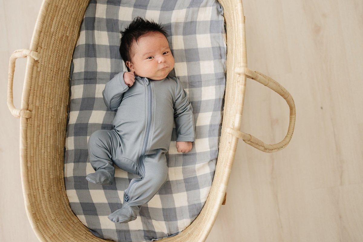 Dusty Blue Bamboo Footed Zipper - LITTLE RAD THINGS