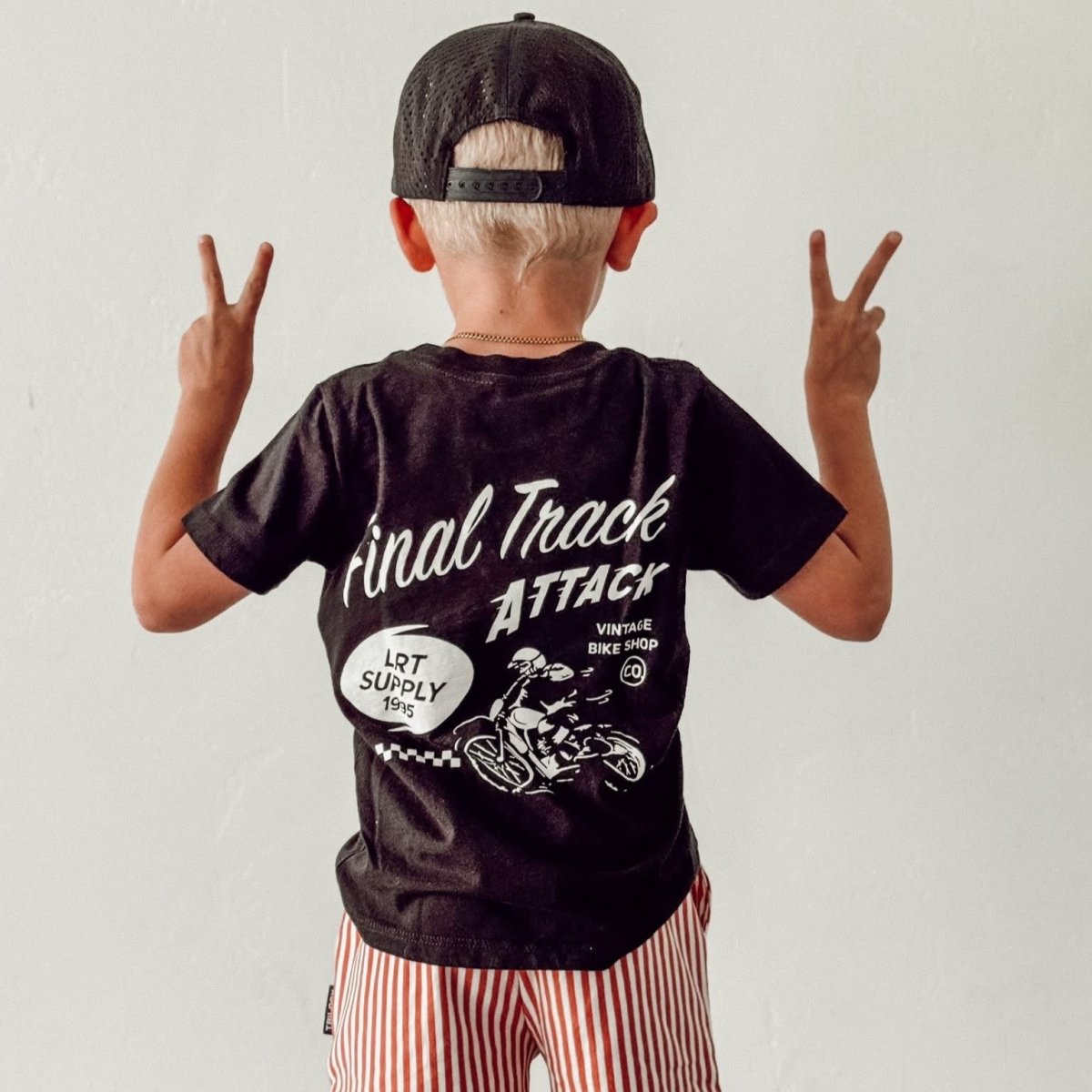 FINAL TRACK ATTACK TEE - BLACK - LITTLE RAD THINGS