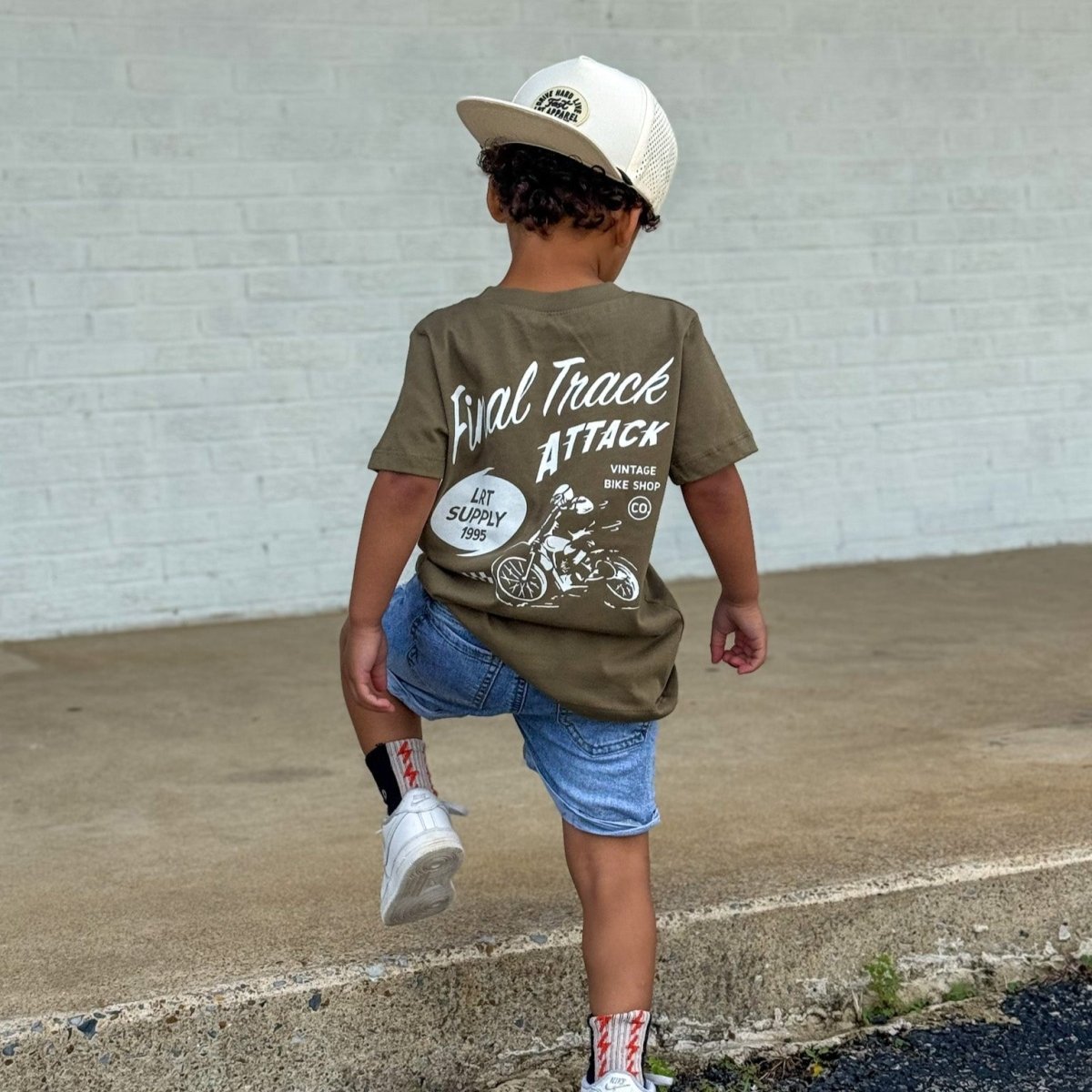 FINAL TRACK ATTACK TEE - MILITARY GREEN - LITTLE RAD THINGS