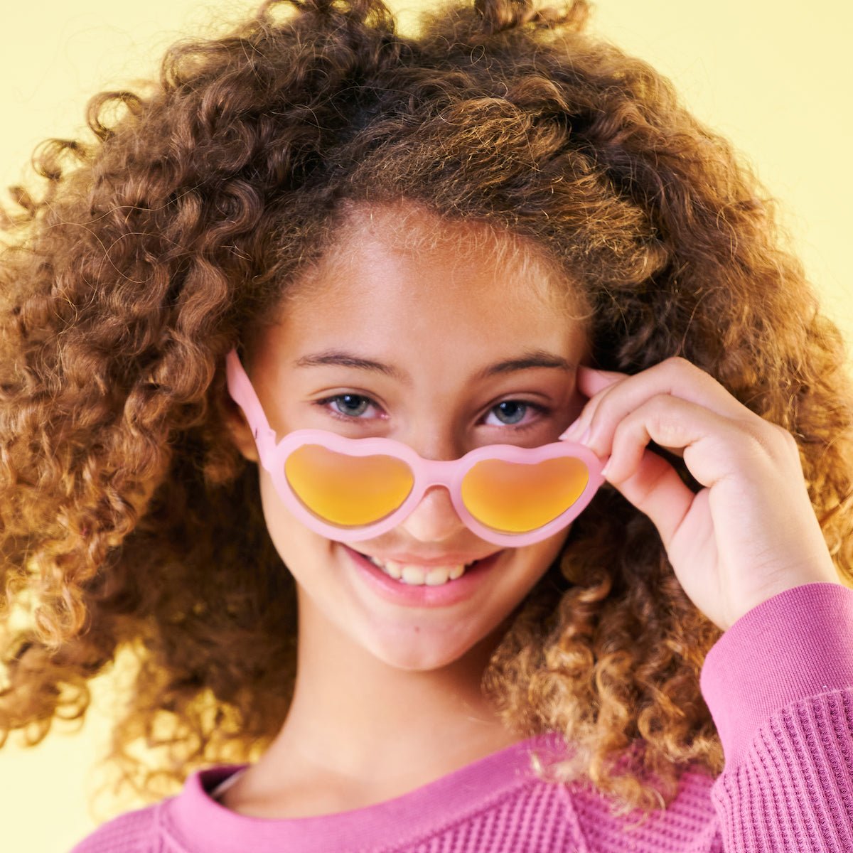 Frosted Pink Heart | Purple Polarized Mirrored Lenses - LITTLE RAD THINGS