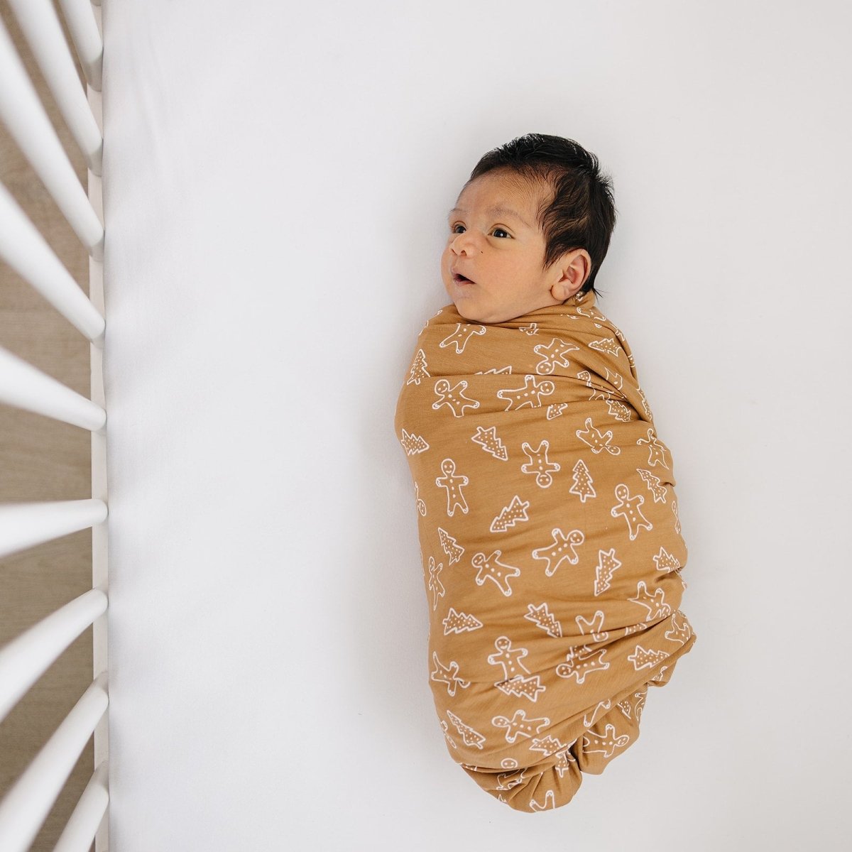 Gingerbread Bamboo Stretch Swaddle - LITTLE RAD THINGS