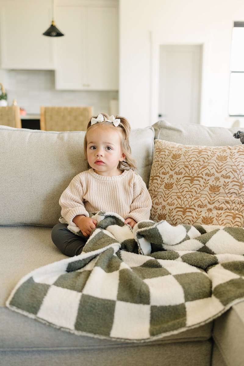 Green Checkered Plush Blanket - LITTLE RAD THINGS