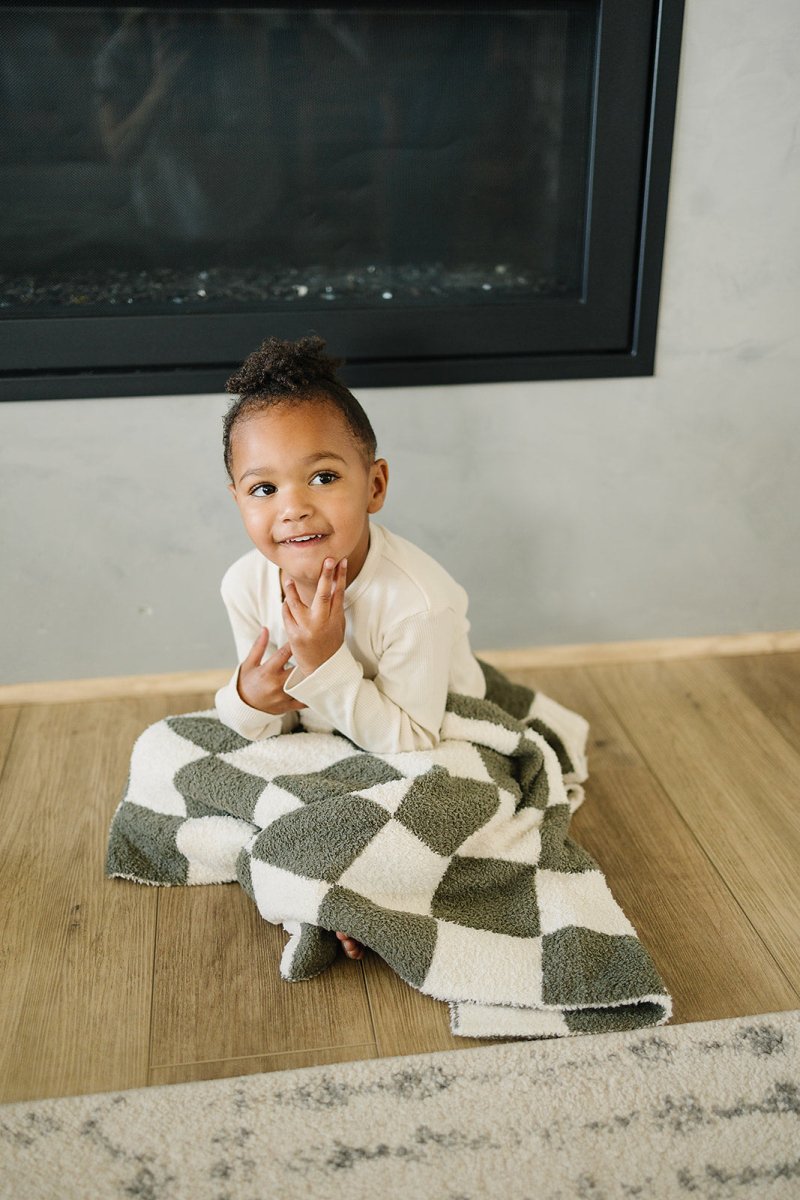 Green Checkered Plush Blanket - LITTLE RAD THINGS