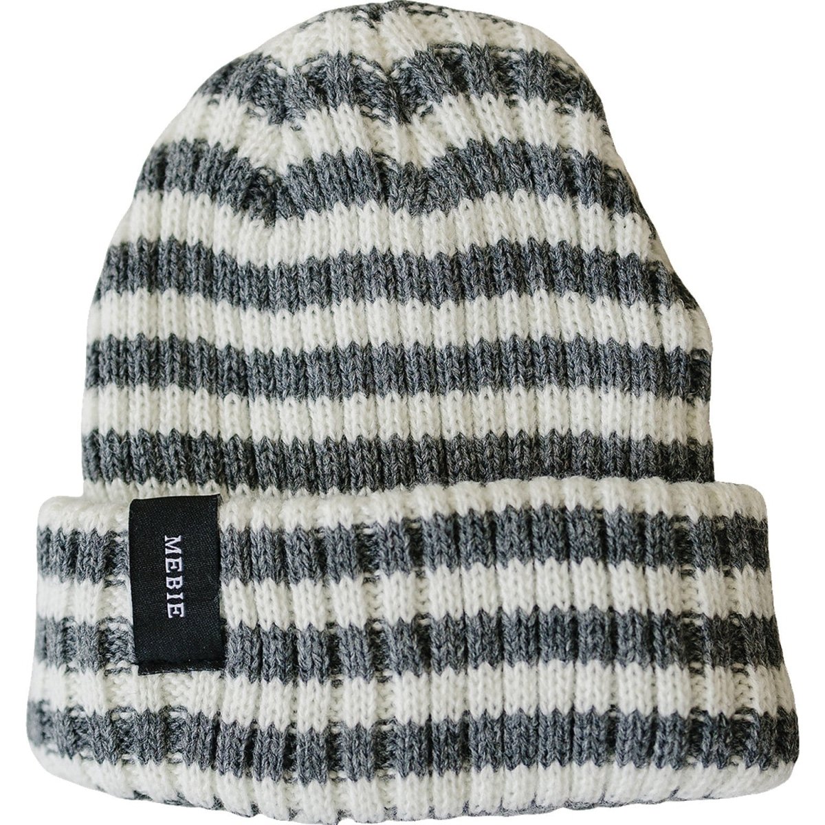 Grey & White Stripe Chunky Knit Beanie - LITTLE RAD THINGS