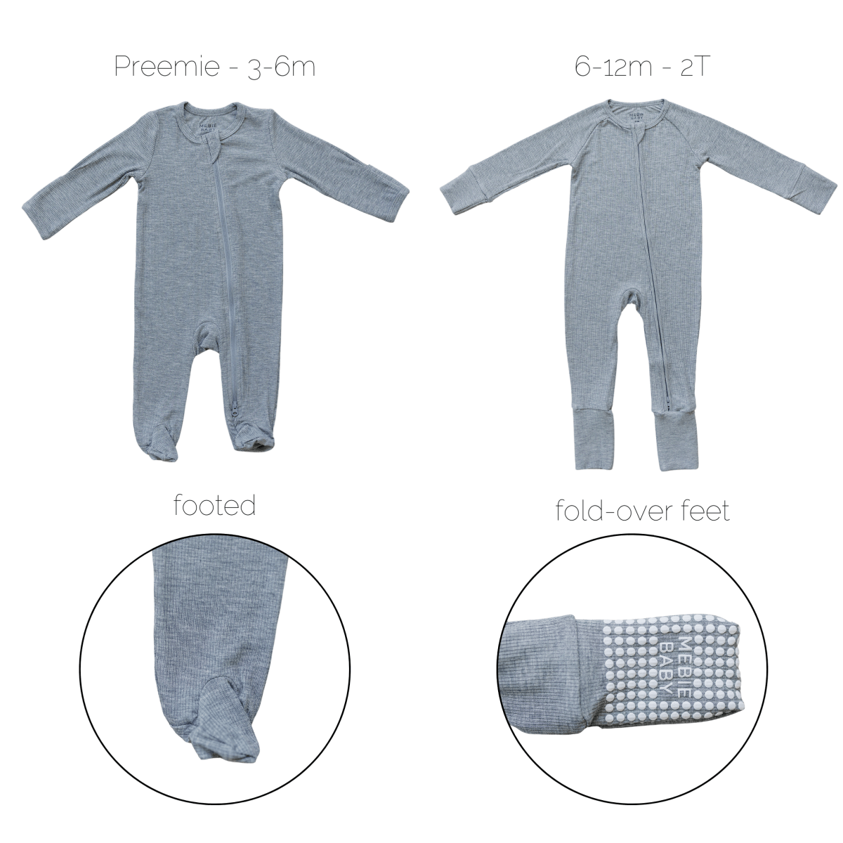 Heather Grey Ribbed Bamboo Zipper - LITTLE RAD THINGS