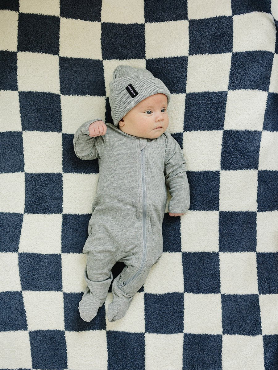 Heather Grey Ribbed Bamboo Zipper - LITTLE RAD THINGS