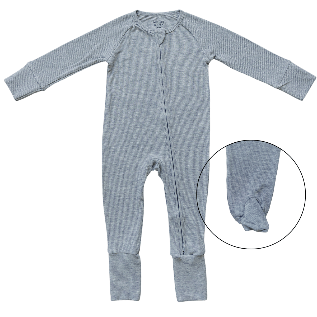 Heather Grey Ribbed Bamboo Zipper - LITTLE RAD THINGS