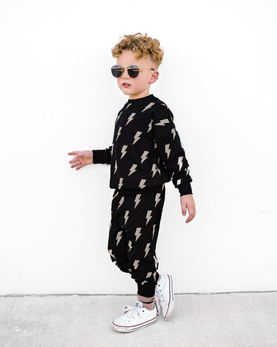 Jogger Set | Black Bolts - LITTLE RAD THINGS