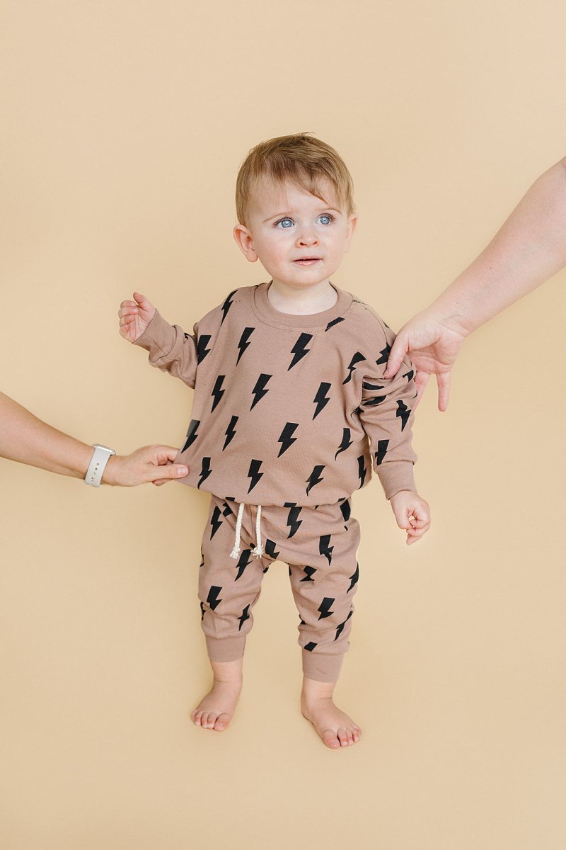 Jogger Set | Mocha Bolts - LITTLE RAD THINGS