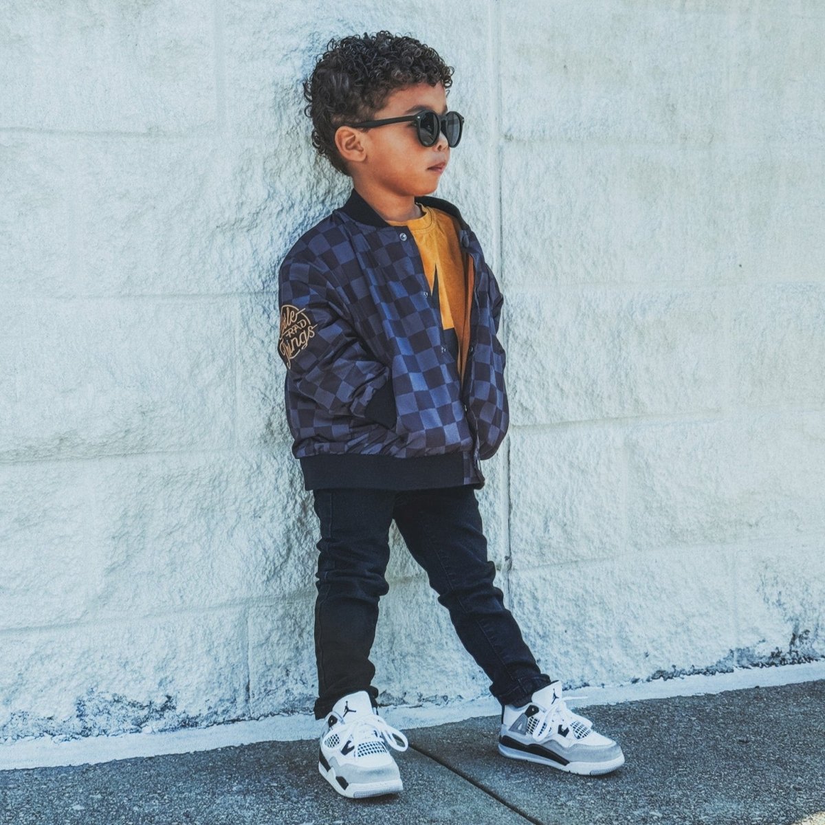 KIDS WATERPROOF LETTERMAN JACKET - CHECKERS - LITTLE RAD THINGS