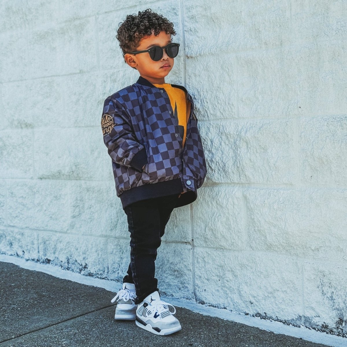 KIDS WATERPROOF LETTERMAN JACKET - CHECKERS - LITTLE RAD THINGS
