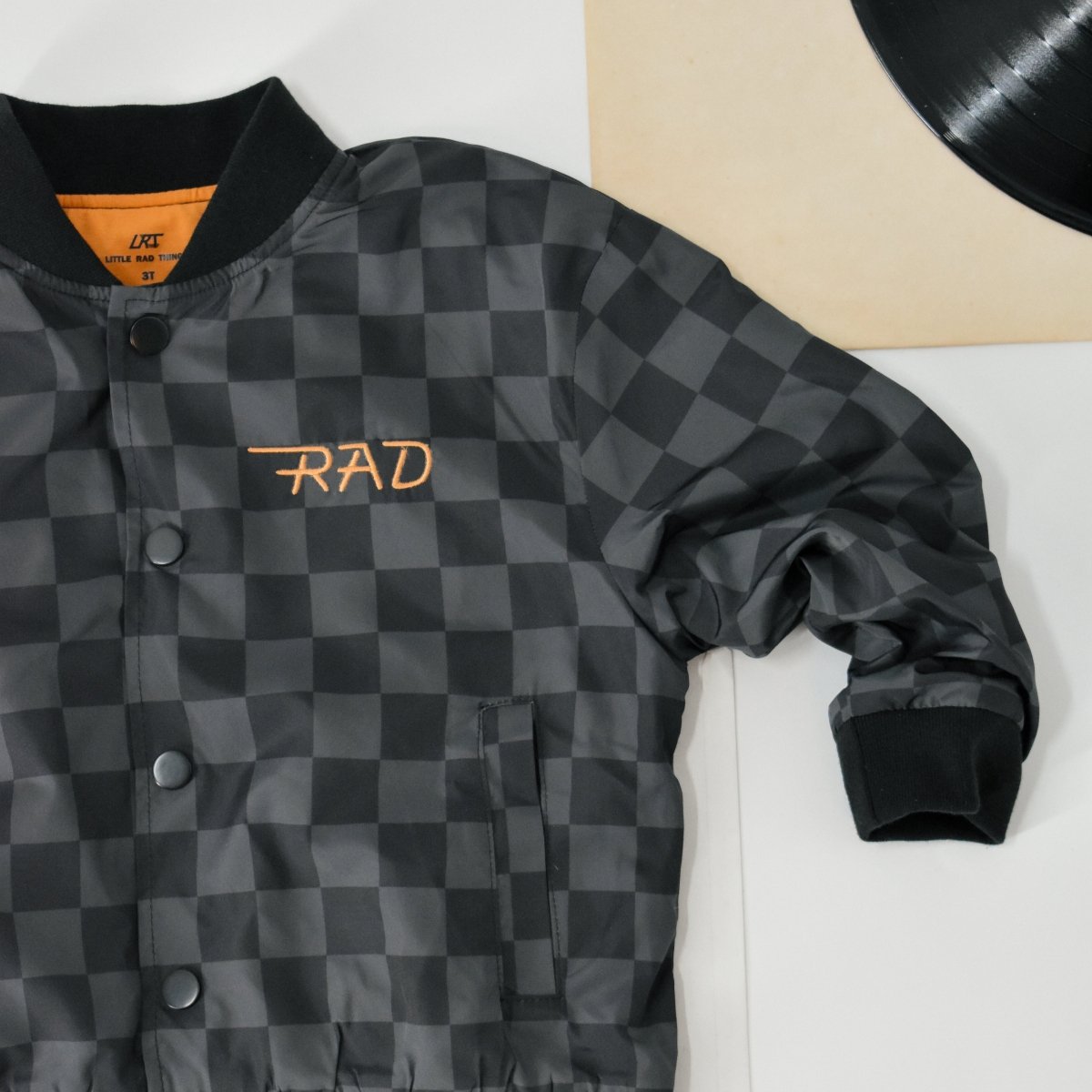 KIDS WATERPROOF LETTERMAN JACKET - CHECKERS - LITTLE RAD THINGS