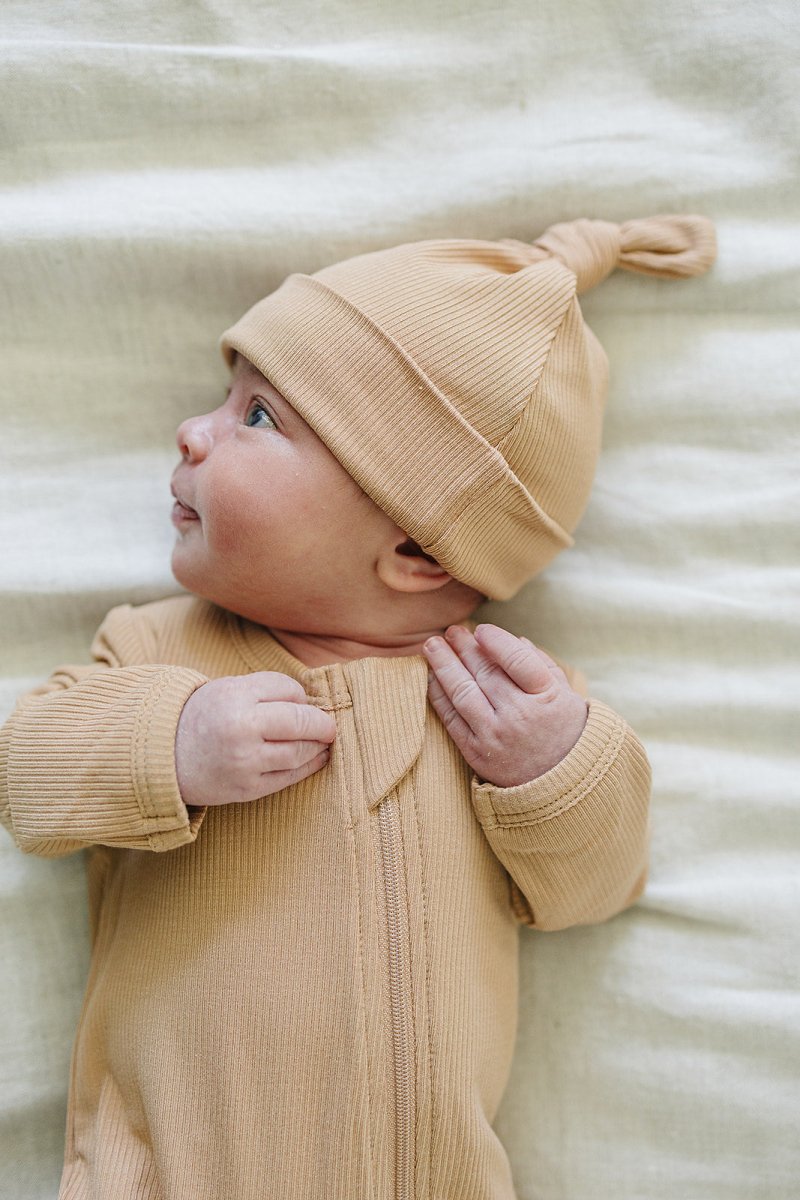 Latte Ribbed Bamboo Zipper - LITTLE RAD THINGS