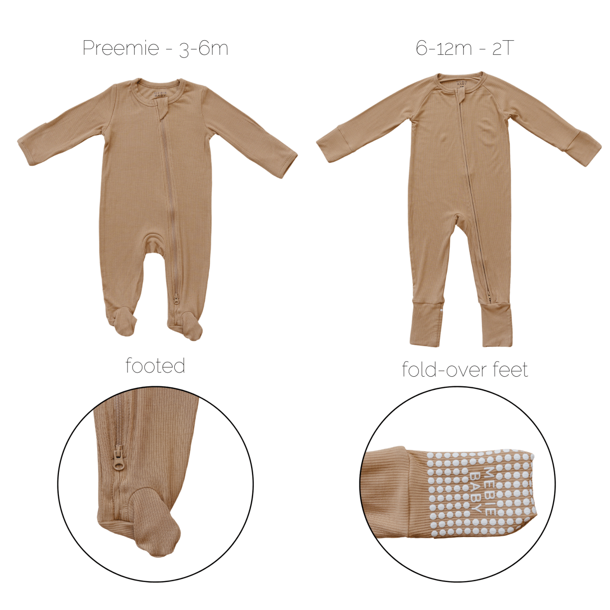 Latte Ribbed Bamboo Zipper - LITTLE RAD THINGS