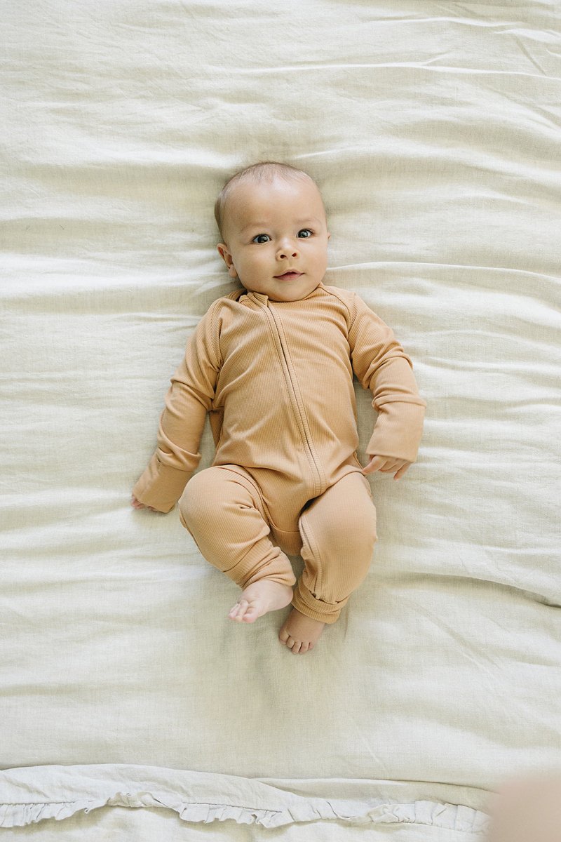 Latte Ribbed Bamboo Zipper - LITTLE RAD THINGS