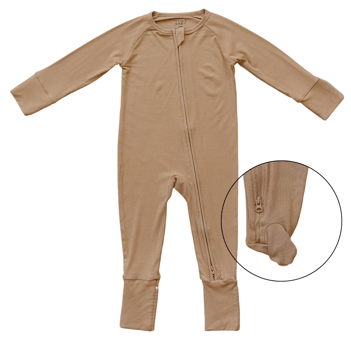 Latte Ribbed Bamboo Zipper - LITTLE RAD THINGS