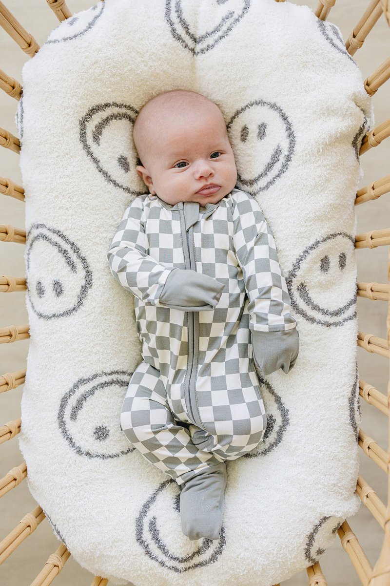 Light Green Checkered Bamboo Zipper - LITTLE RAD THINGS