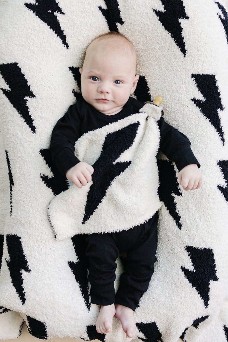 Lightning Bolt Fuzzy Blanket | Black - LITTLE RAD THINGS