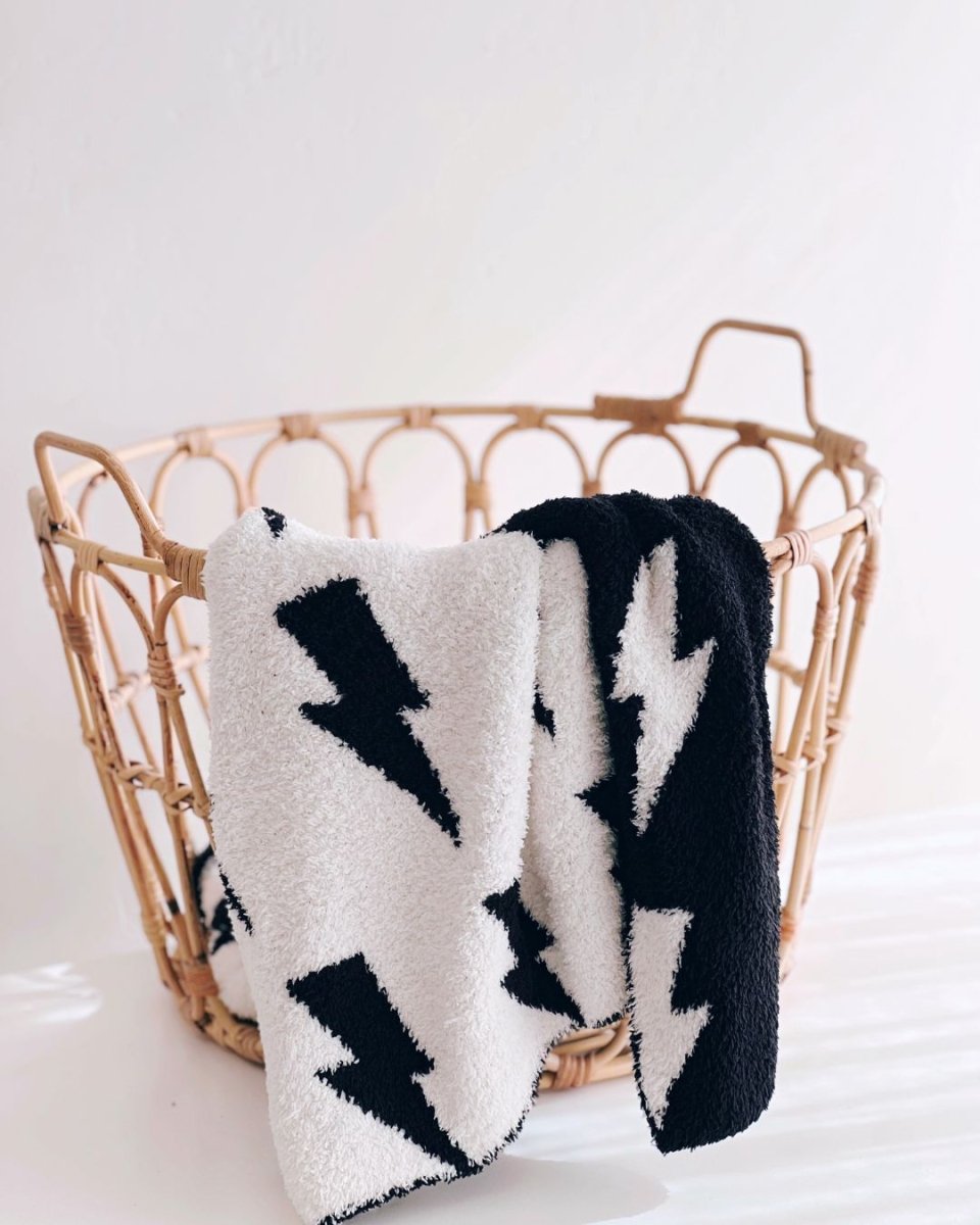 Lightning Bolt Fuzzy Blanket | Black - LITTLE RAD THINGS