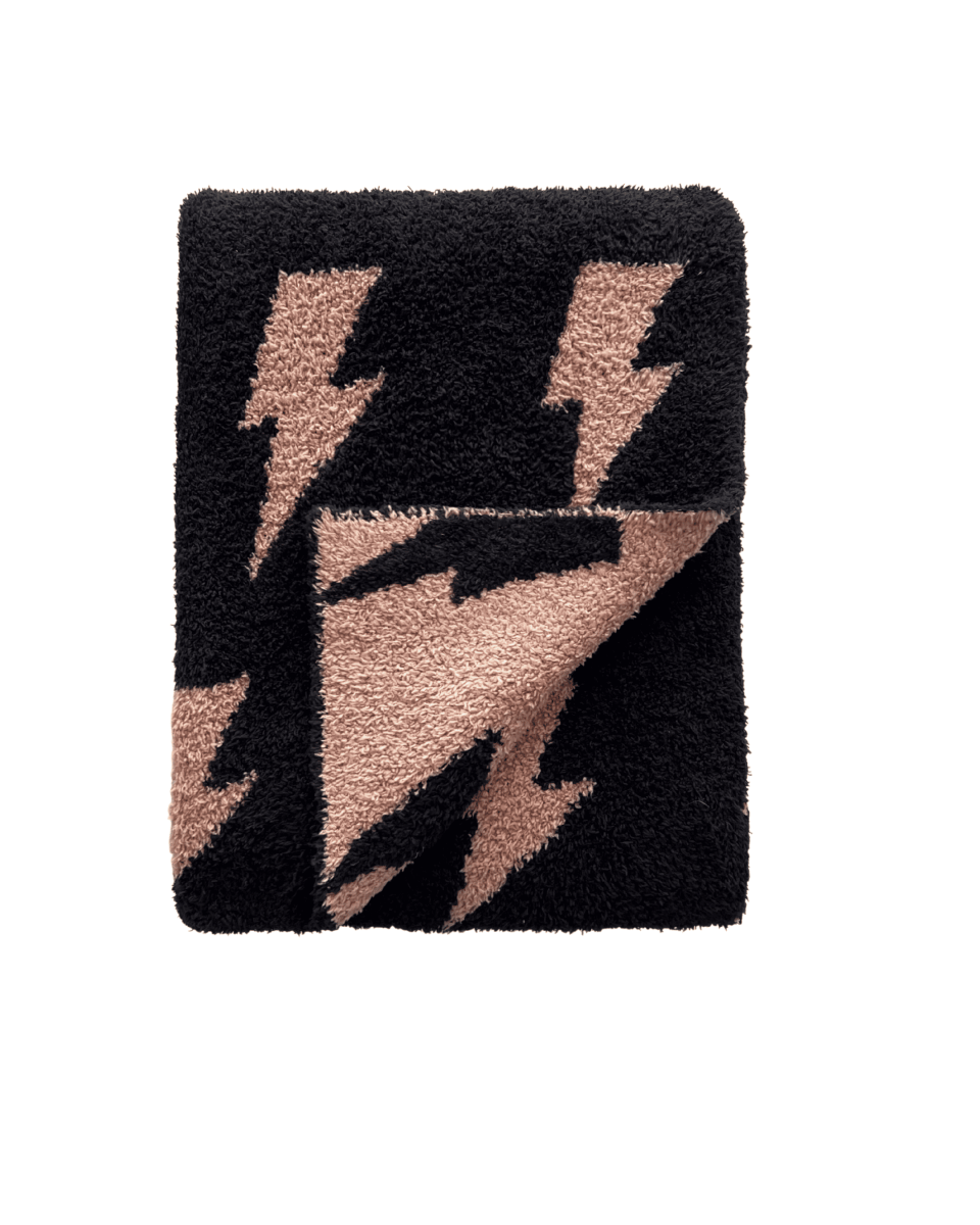 Lightning Bolt Fuzzy Blanket | Mocha - LITTLE RAD THINGS