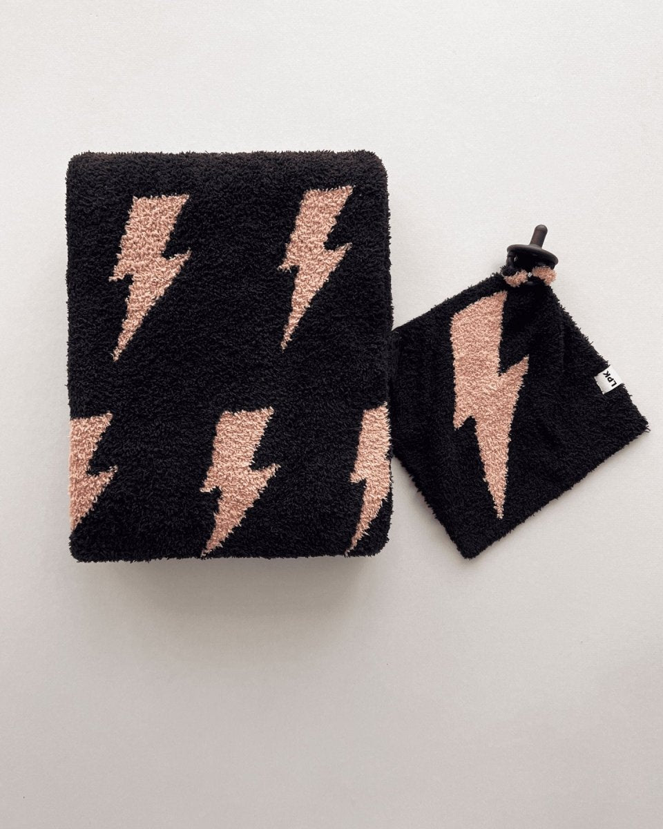 Lightning Bolt Fuzzy Blanket | Mocha - LITTLE RAD THINGS