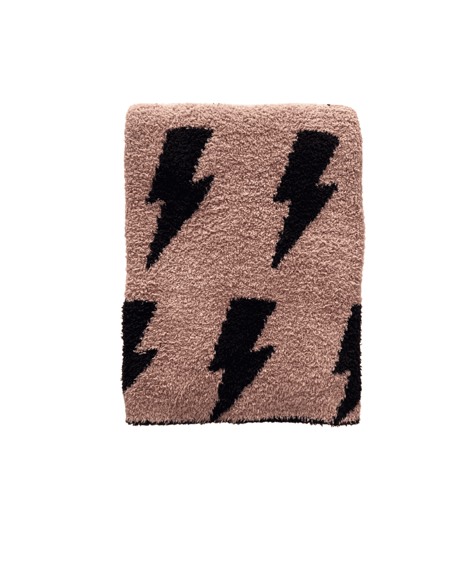 Lightning Bolt Fuzzy Blanket | Mocha - LITTLE RAD THINGS