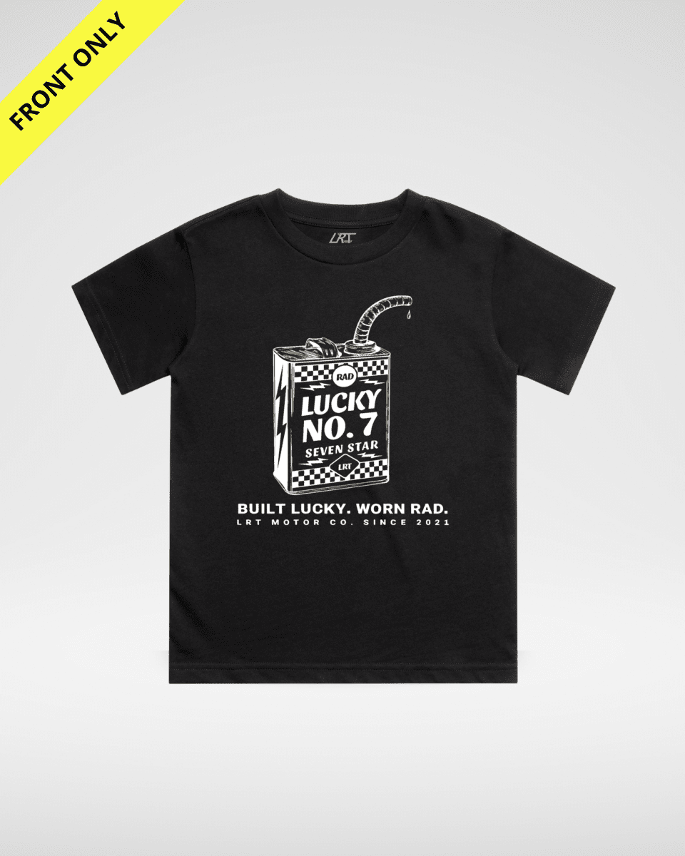 LUCKY NO. 7 TEE - BLACK (FRONT ONLY) - LITTLE RAD THINGS