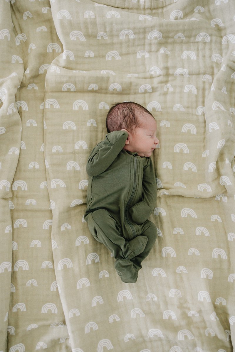 Olive Bamboo Footed Zipper - LITTLE RAD THINGS