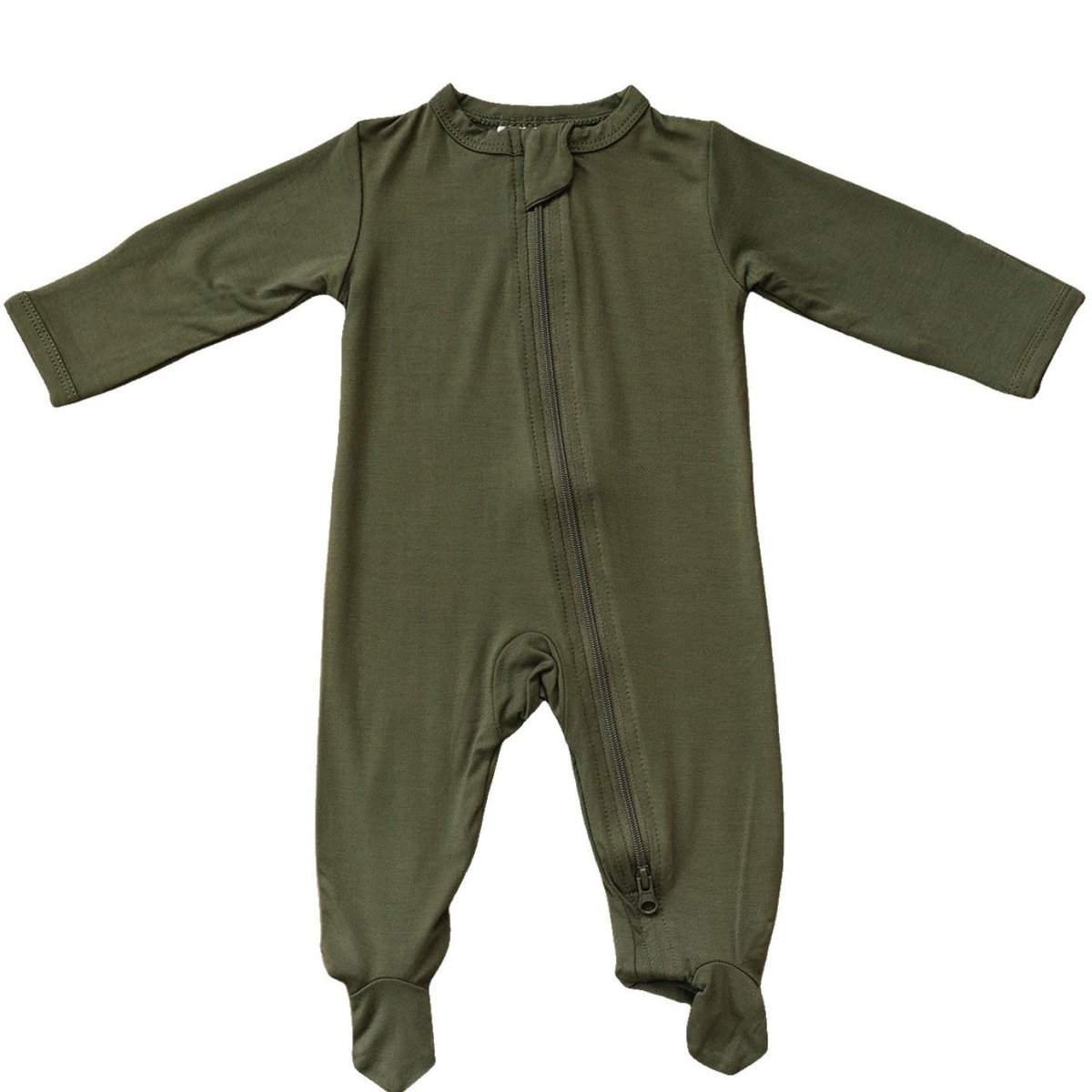 Olive Bamboo Footed Zipper - LITTLE RAD THINGS